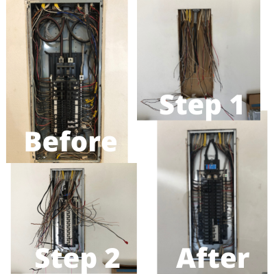 Before and after electrical panel change in Tigard by Classic Electric