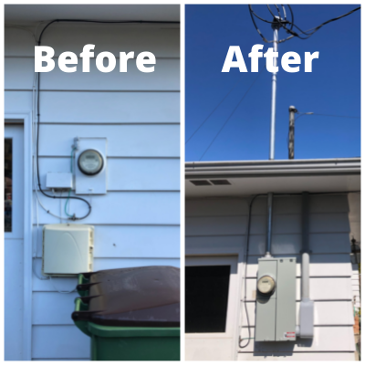 Before and after electrical service change in Tigard by Classic Electric-1