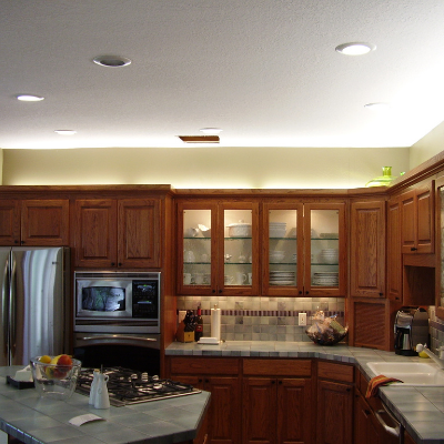 Kitchen remodel over-cabinet lights in Tigard by Classic Electric