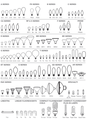 Light bulb shapes and sizes from bulbs.com