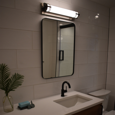 Bathroom remodel with new vanity light in Tigard by Classic Electric