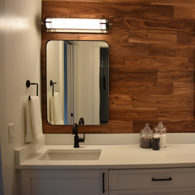 Bathroom remodel with vanity light in Tigard by Classic Electric