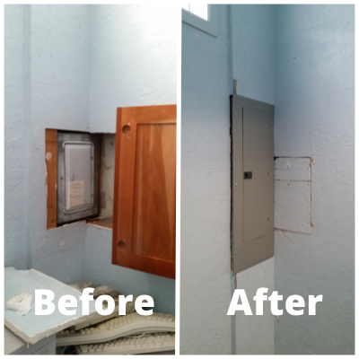 Before and after electrical panel change in Sherwood by Classic Electric
