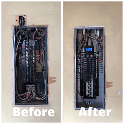 Before and after electrical panel change in Tualatin by Classic Electric