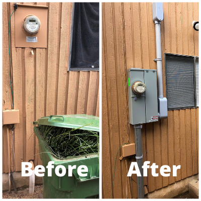 Before and after electrical service change in Tualatin by Classic Electric-1