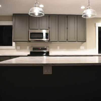 Kitchen remodel pendant lights, microwave circuit, island plugs, and recessed can lights in Newberg by Classic Electric